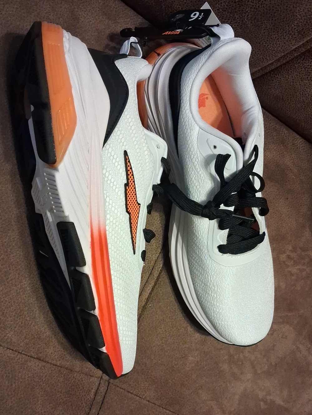 Avia Men's Hypersonic Orange And White Breathable Athletic Shoes 9 1/2
